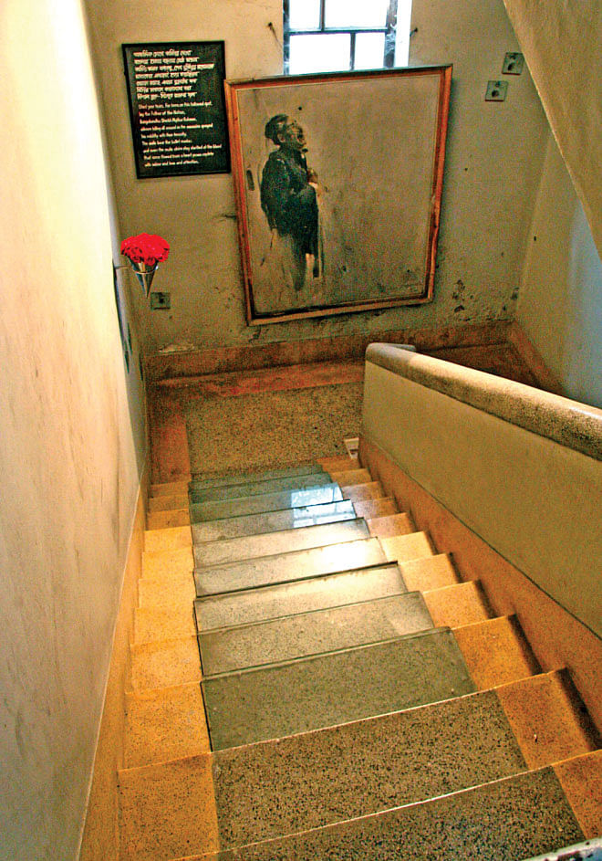 The staircase where Bangabandhu was shot. Photo: Star File