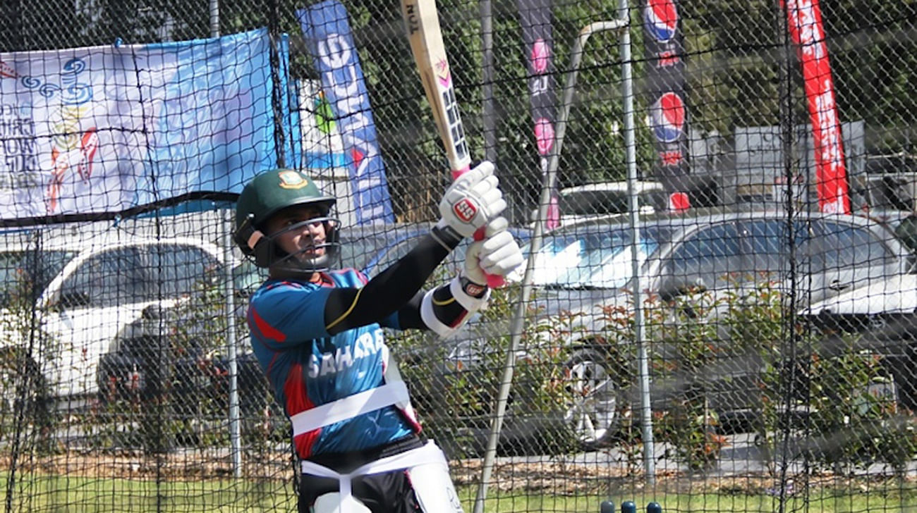 Mushfiqur Rahim batted the longest in the nets, World Cup 2015, in Canberra, February 16, 2015. Photo: BCB