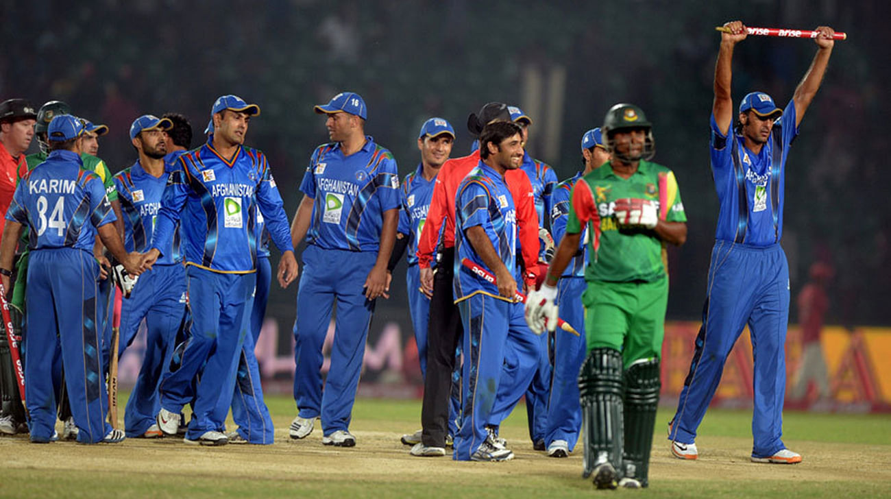 Afghanistan won the only ODI played between the two nations, in the Asia Cup last year. Photo: AFP