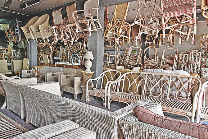 The furniture are then crammed into a showroom also in Banani for sale. Photo: Anisur Rahman