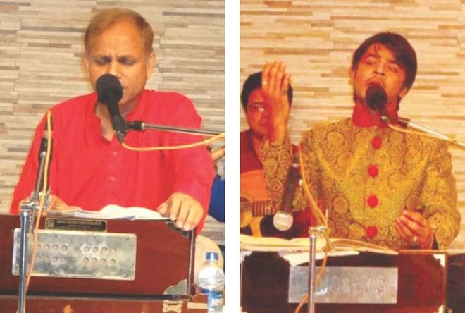Bishwajit and Shojib sing at the programmes. 