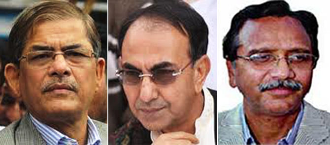 (From left) BNP leaders Mirza Fakhrul Islam Alamgir, Mirza Abbas and Abdus Salam. Star file photo