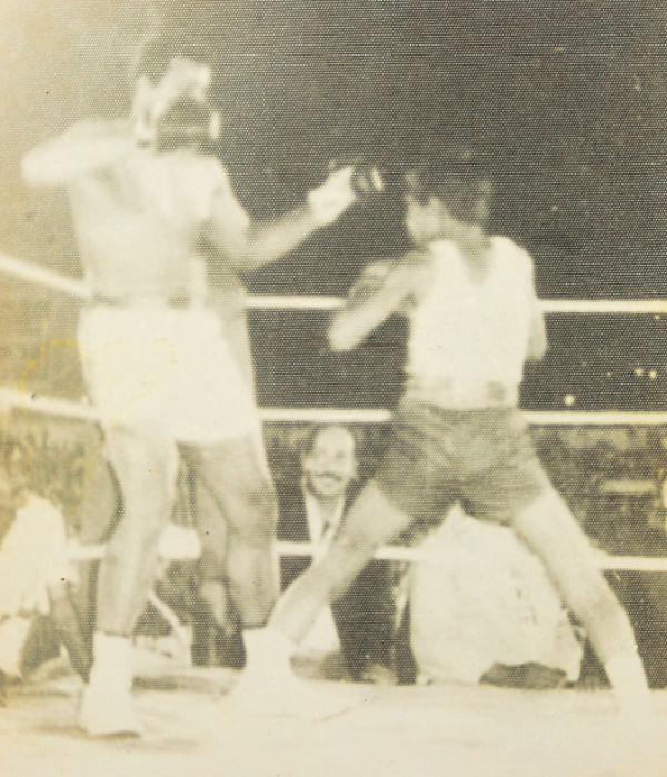 Little Giasuddin shaping up to pack a punch on Muhammad Ali. PHOTO: COLLECTED