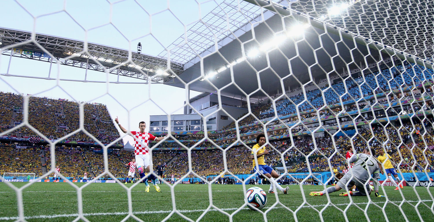 Ivan Perisic of Croatia celebrates a first half goal during the 2014 FIFA World Cup Brazil Group A match between Brazil and Croatia at Arena de Sao Paulo on June 12, 2014 in Sao Paulo, Brazil. Photo: Getty Images