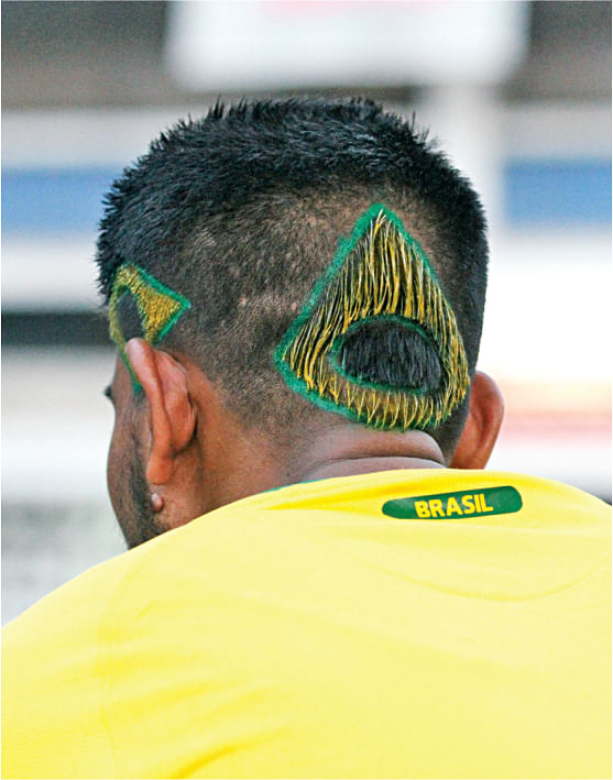 Brazil on his head and in his heart. Photo: Prabir Das