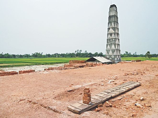 In violation of environmental rules, a brick kiln stands next to croplands of Doljor village in Lalmonirhat.  Photo: Star