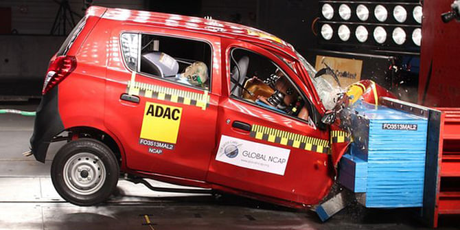 India's best-selling car Suzuki-Maruti Alto received a zero-star safety rating for adult occupant protection. Photo: BBC