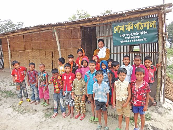 By saving a few here and there, Bhola has been running a free school in his village Thakur Palsha in the district since last April. Photo: Star
