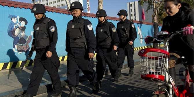Kunming authorities patrolled near the railway station on Monday
