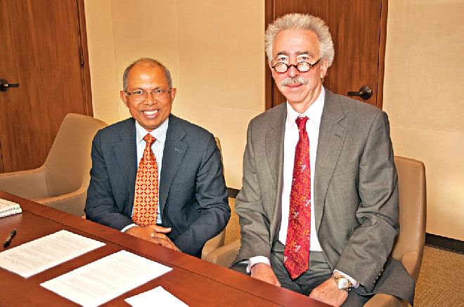 With UC Berkeley Chancellor Nicholas Dirks during the signing ceremony of the Chowdhury Centre. Photo Courtesy: Subir Chowdhury