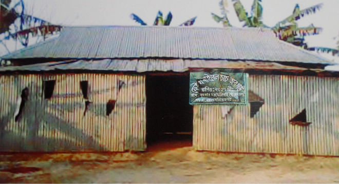 Faith Bible Church of God at Boomka village in Mogholhat union under Lalmonirhat Sadar upazila lies vandalised as criminals attacked the prayer house of the local Christians at dawn on February 19 and again a day later. PHOTO: STAR