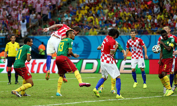Mario Mandzukic of Croatia scores his team's third goal on a header during the 2014 FIFA World Cup Brazil Group A match between Cameroon and Croatia at Arena Amazonia on June 19, 2014 in Manaus, Brazil. Photo: Getty Images