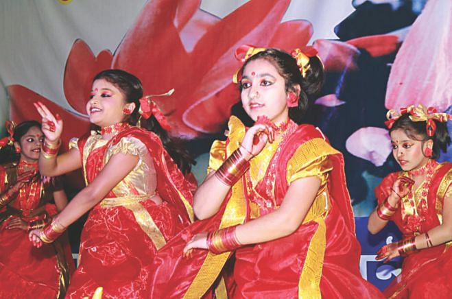 Children dance at the cultural programme. Photo: Star