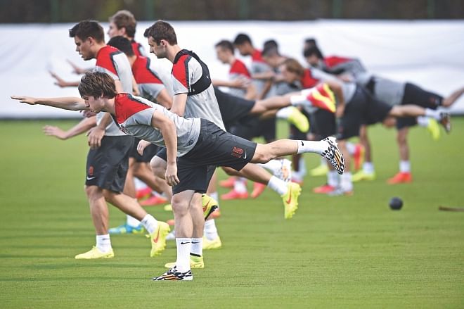 Croat players are raring to go against Brazil. PHOTO: AFP
