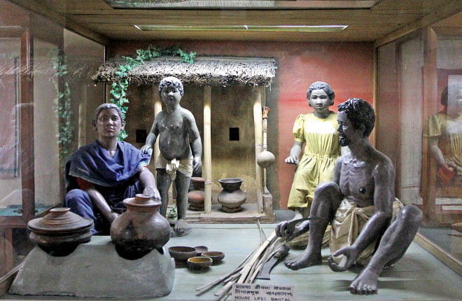 Life of the Santal community from Dinajpur is depicted in the Chittagong Ethnological Museum. Photo: Prabir Das