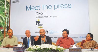 From left: Nasiruddin Yousuff, Robin Davies, Akram Khan, Liaquat Ali Lucky and Luva Nahid Choudhury at the press meet.