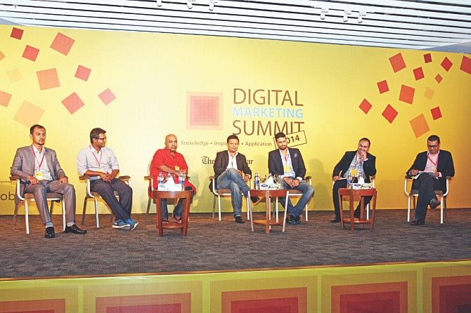 Analysts participate in a daylong summit on digital marketing, organised by Bangladesh Brand Forum in association with The Daily Star at Radisson Hotel in Dhaka yesterday. Photo: Star