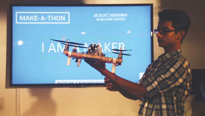 One participant showcasing his drone