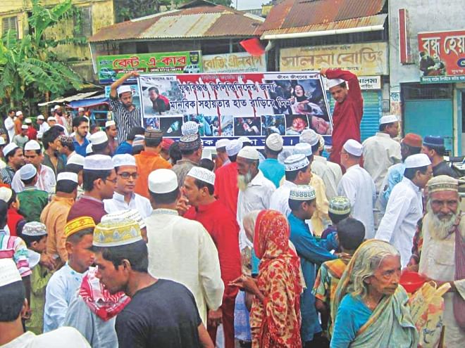 In Barisal, people gather in front of the main Edigah in Hemayetpur after the Eid congregation. Photos: Star, Banglar Chokh