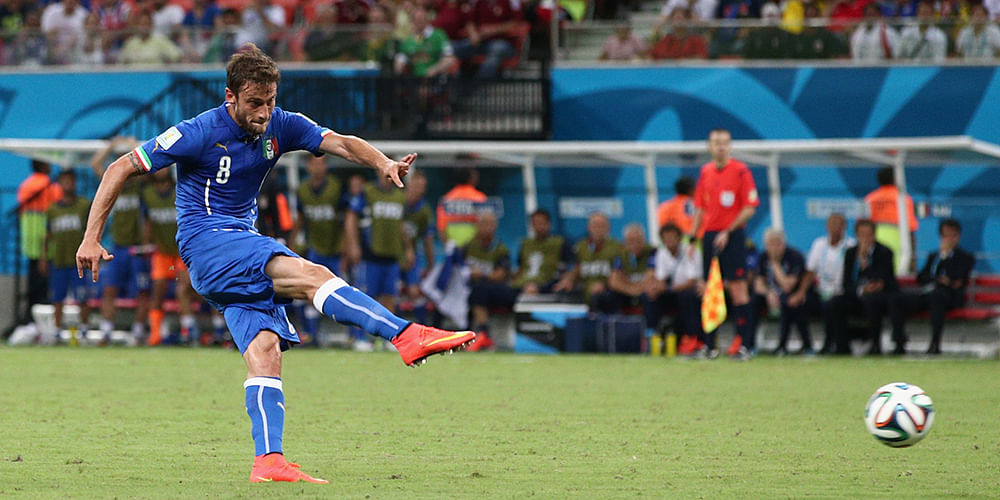 Claudio Marchisio of Italy shoots and scores his team's first goal during the 2014 FIFA World Cup Brazil Group D match between England and Italy at Arena Amazonia on June 14, 2014 in Manaus, Brazil. Photo: Getty Images