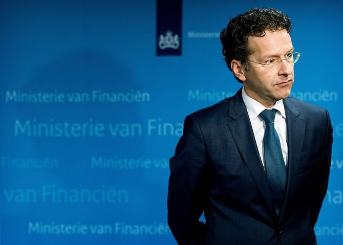Eurogroup President and Dutch Finance Minister Jeroen Dijsselbloem reacts on the results of the comprehensive stress tests of European banks published by the ECB and the European Banking Authority at the Dutch Ministry of Finance in The Hague, The Netherlands, on Sunday. Photo: AFP