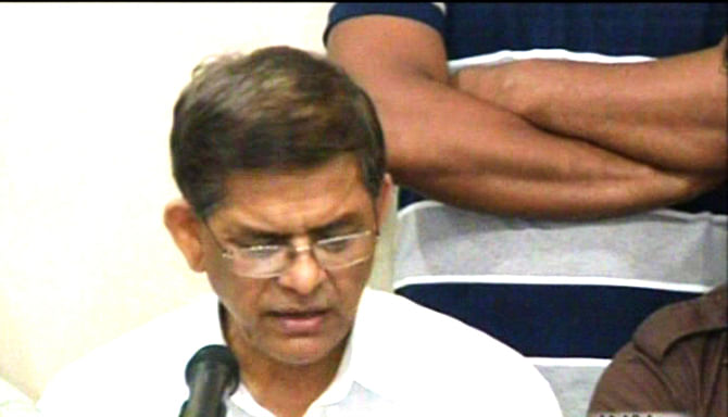 BNP acting Secretary General Mirza Fakhrul Islam Alamgir speaks at a press conference in Dhaka's party headquarter on Thursday. Photo: TV grab
