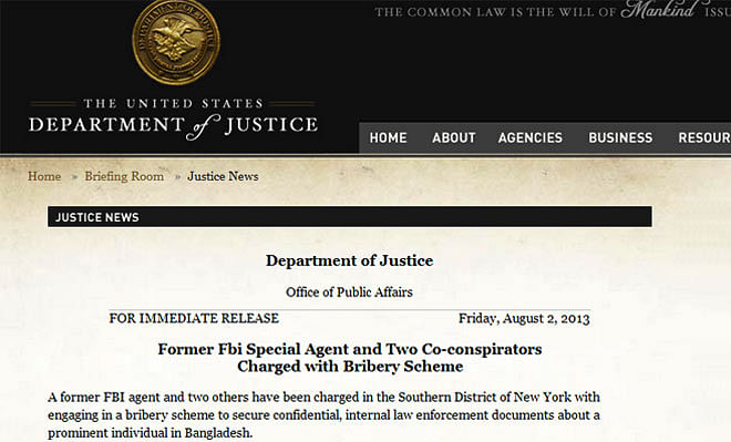 Screenshot of US Justice Department news release on the arrest and court proceedings.