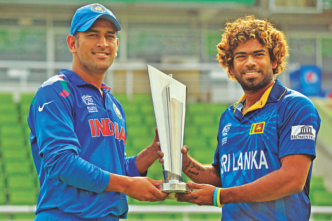 Will Malinga's (R) slingy yorkers defy the curse of the finals for Sri Lanka and lead them to their first T20 World Cup title? Or will captain Dhoni (L) add yet another feather to his cap? Come this evening, the World T20 finale shall reveal it all. PHOTO: STAR