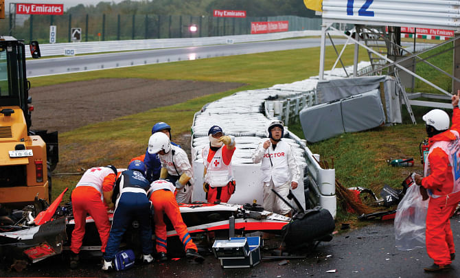 Adrian Sutil of Sauber and Jules Bianchi of Marussia suffered horrific crashes in Japan, with Bianchi in a critical state. We wish him a speedy recovery.