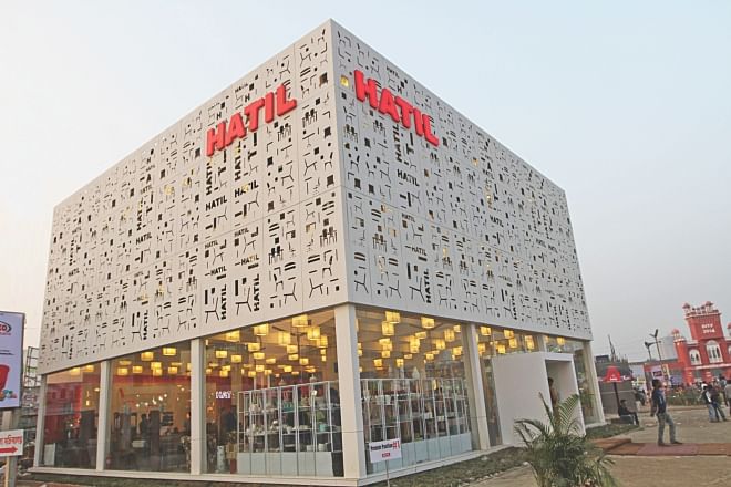 Leading furniture maker Hatil has set up a dazzling pavilion to rope in customers.   Photo: Star