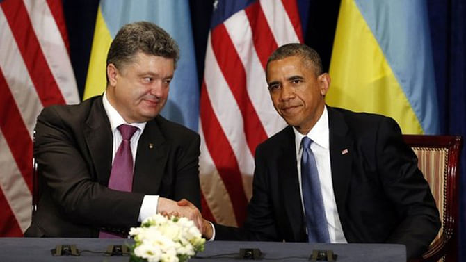 Earlier Obama met Poroshenko, and called him a 