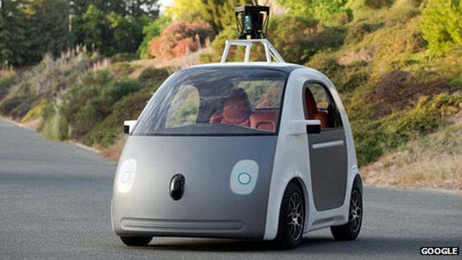 Google self-drive car Google says it expects its self-drive cars to be on the road 'within a year'