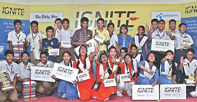 Prize winners of the Chittagong division finale of science competition 