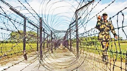 This file photo shows a BSF man patrolling the border area.