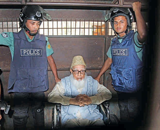 Professor Ghulam Azam, the lynchpin of Jamaat, during  the liberation war was tried by the tribunal and given life  imprisonment.. Photo: Palash Khan