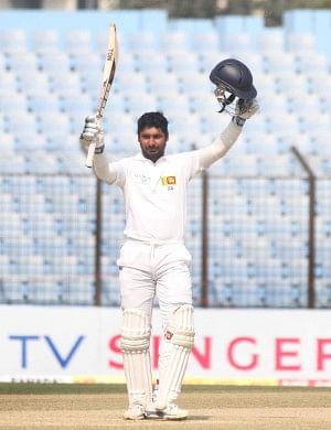 Kumar Sangakkara holds an impressive record against Bangladesh. The champion Sri Lankan left-hander on Wednesday took it to a dizzy height against the Tigers at Chittagong where he scored a magnificent 319, his first triple hundred in Tests. Photo: Anurup Kanti Das 