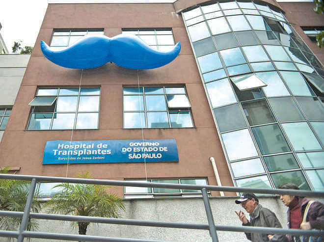 A public hospital in Brazil with an inflatable moustache.