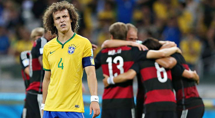 Brazil in disbelief as Germany celebrate goal fest. Photo: Getty Images
