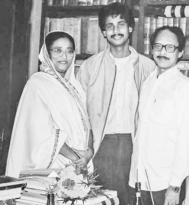 Sheikh Hasina, Ashfaq Amin (Aminul Haque's eldest son) and Aminul Haque. Photo: Ashfaq Amin, 1991