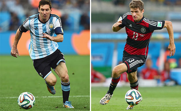 Argentina forward Lionel Messi and Germany's Thomas Muller will have all the eyes glued on them as the two sides vie for the Fifa World Cup title. Photo: Getty Images