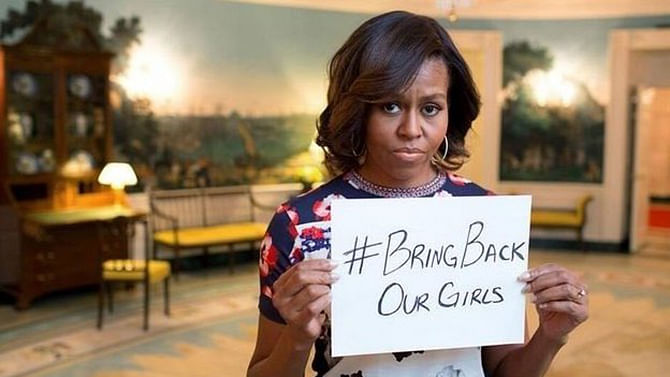 Michelle Obama has been actively campaigning for the release of the girls. Photo: BBC