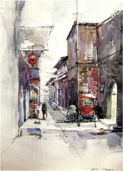 Old City, Old Street 1, watercolour, 2014.