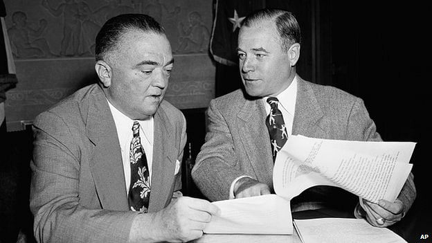 Former FBI Director J Edgar Hoover (left) is said to have approved of the Nazi recruitment practice