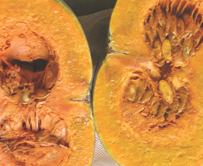 The inner part of Hajee pumpkin developed by the scientist of HSTU photo: star