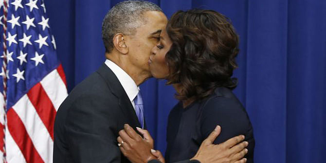 The White House rebuffs claims of tensions within the Obama marriage, claiming they are still role models. 