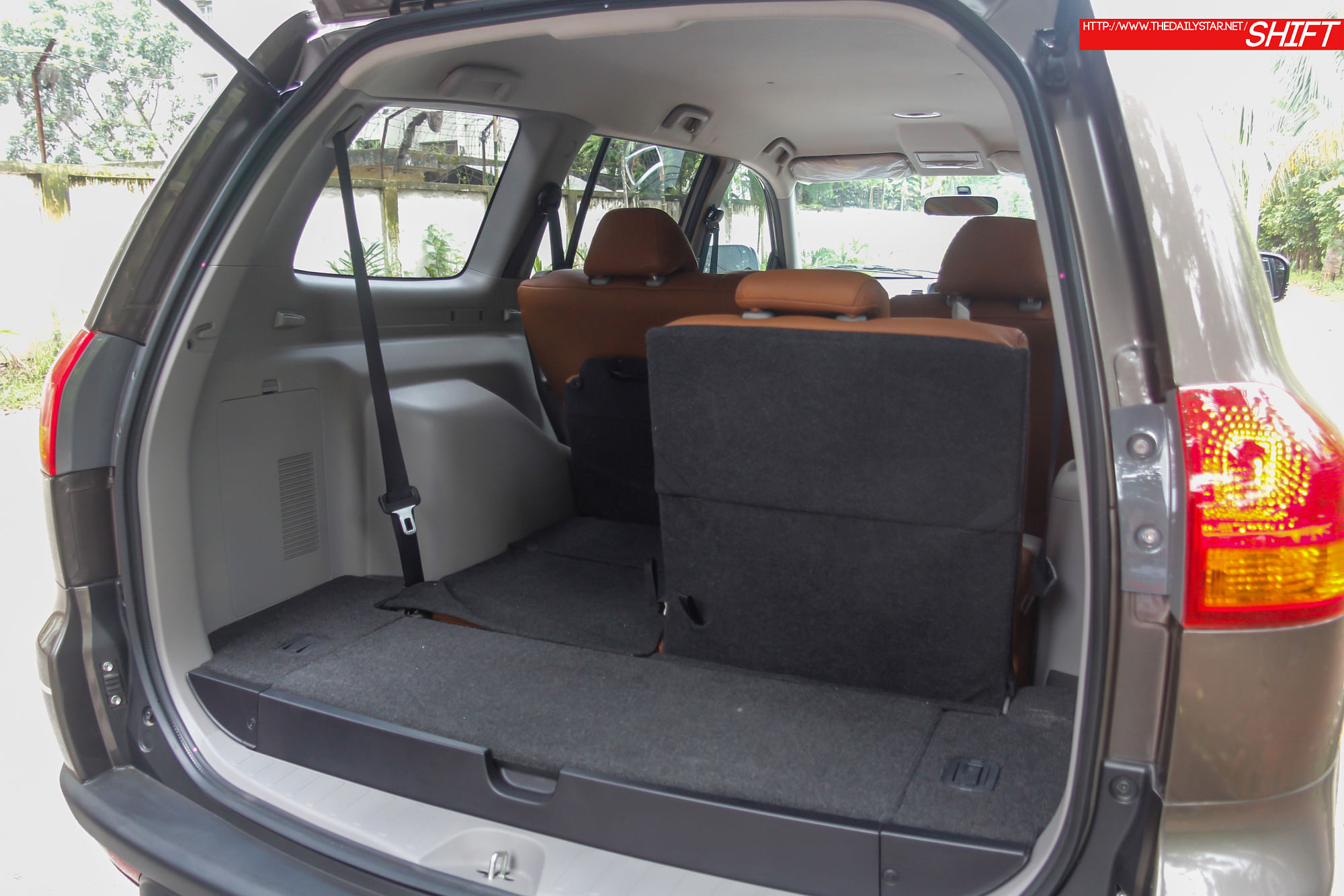 7 seats, rear ones fold down to give massive amount of space for long haul luggage. 
