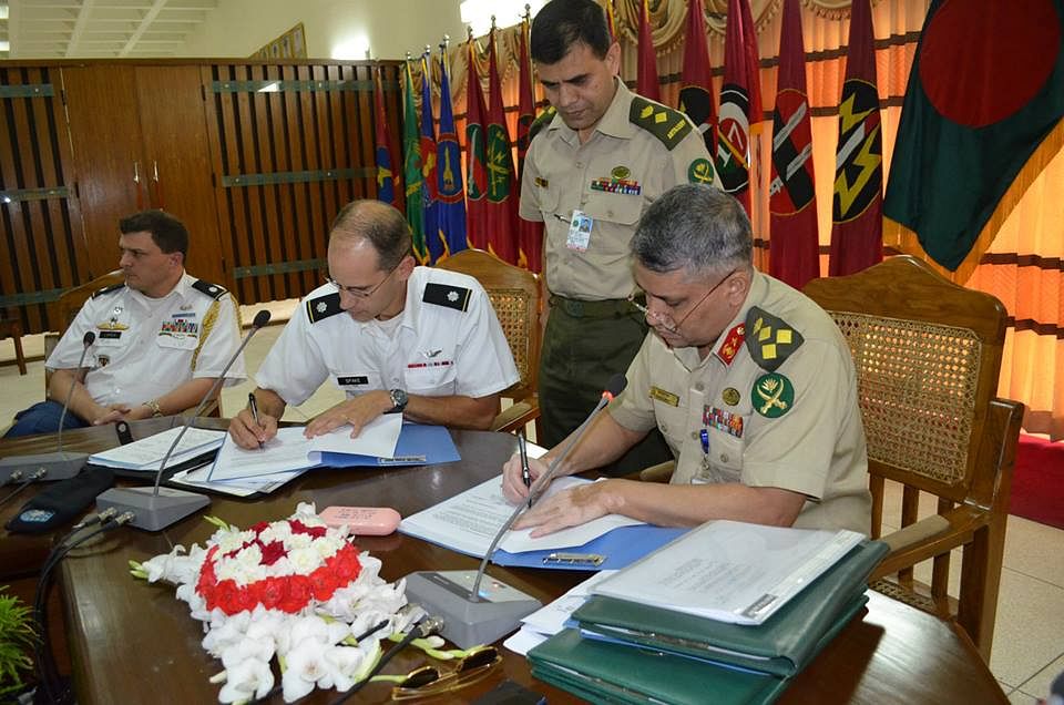 This May file photo shows, the US Army and the Bangladesh Army conduct the initial planning conference for the Pacific Armies Management Seminar (PAMS) 2014, 4-7 May in Dhaka, Bangladesh. Photo taken from PAMS Facebook page