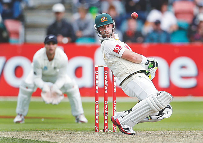 This picture taken on December 11, 2011 shows Phil Hughes ducking a bouncer during the second Test against New Zealand at Bellerive Oval in Hobart. Wish he evaded another short delivery on that ill-fated Tuesday in the Sheffield Shield. PHOTO: REUTERS FILE
