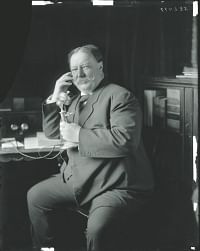President William Howard Taft on the phone. Taft was  the 27th U.S President serving from 1909 - 1913. Photo: Harris & Ewing Collection