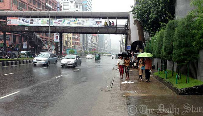 City life slows as Monsoon overhauled the capital since Saturday morning. Photo: SAM Jahan